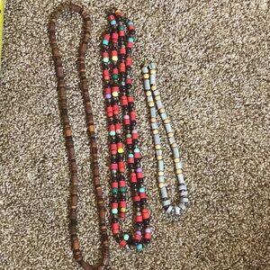 3 Wooden Beaded Necklace  various sizes , all vintage